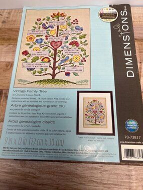 Vintage Family Tree Cross-Stitch Pattern - Dimensions Pattern Only